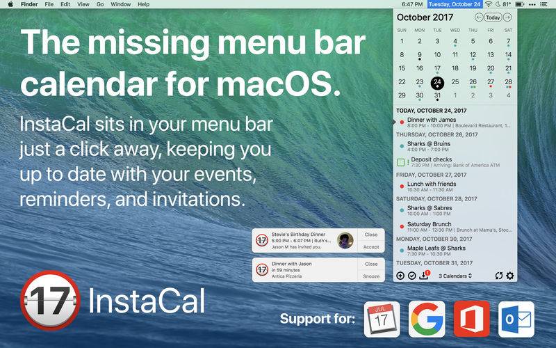 InstaCal Menu Bar Calendar Mac玩儿法